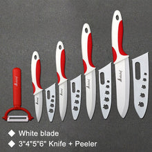 Load image into Gallery viewer, Kitchen Knife Ceramic Knife Cooking set 3&quot; 4&quot; 5&quot; 6&quot; inch + peeler White Blade Paring Fruit Vege Chef Knife Kitchen Tools