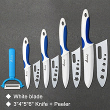 Load image into Gallery viewer, Kitchen Knife Ceramic Knife Cooking set 3&quot; 4&quot; 5&quot; 6&quot; inch + peeler White Blade Paring Fruit Vege Chef Knife Kitchen Tools