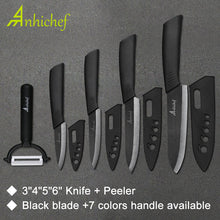 Load image into Gallery viewer, Kitchen Knife Ceramic Knife Cooking set 3&quot; 4&quot; 5&quot; 6&quot; inch + peeler Black Blade Paring Fruit Vegetable Chef Knife Kitchen Tools
