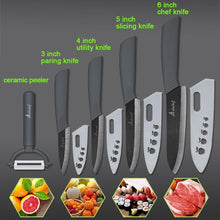 Load image into Gallery viewer, Kitchen Knife Ceramic Knife Cooking set 3&quot; 4&quot; 5&quot; 6&quot; inch + peeler Black Blade Paring Fruit Vegetable Chef Knife Kitchen Tools