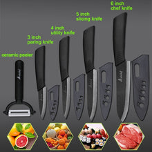 Load image into Gallery viewer, Kitchen Knife Ceramic Knife Cooking set 3&quot; 4&quot; 5&quot; 6&quot; inch + peeler Black Blade Paring Fruit Vegetable Chef Knife Kitchen Tools
