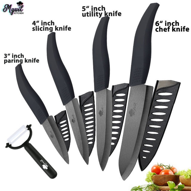 Ceramic Knife 3 4 5 6 inch paring utility slicing chef meat kitchen Knives Black Zirconia blade color anti-slip handle cutter