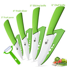 Load image into Gallery viewer, Ceramic Knives Kitchen knives 3 4 5 6 inch Chef knife Cook Set+peeler white zirconia blade Multi-color Handle High Quality