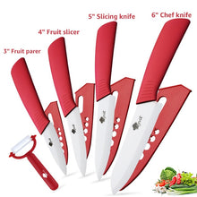 Load image into Gallery viewer, Ceramic Knives Kitchen knives 3 4 5 6 inch Chef knife Cook Set+peeler white zirconia blade Multi-color Handle High Quality