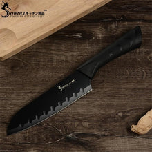 Load image into Gallery viewer, Sowoll Fashion Black Stainless Steel Kitchen Knife Set Germany Steel Ultra Sharp Blade Kitchen Knive 7Cr17 Kitchen Tools 6 PCS