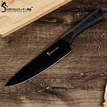 Load image into Gallery viewer, Sowoll Fashion Black Stainless Steel Kitchen Knife Set Germany Steel Ultra Sharp Blade Kitchen Knive 7Cr17 Kitchen Tools 6 PCS
