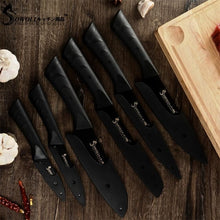 Load image into Gallery viewer, Sowoll Fashion Black Stainless Steel Kitchen Knife Set Germany Steel Ultra Sharp Blade Kitchen Knive 7Cr17 Kitchen Tools 6 PCS
