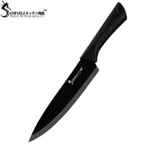 Load image into Gallery viewer, SOWOLL Stainless Steel Kitchen Knife 6 Piece Set Non Slip Handle 3.5&quot; 5&quot; 7&quot; 8&quot; 8&quot; 8&quot; Black Blade Stainless Steel Knife For Sale