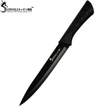 Load image into Gallery viewer, SOWOLL Stainless Steel Kitchen Knife 6 Piece Set Non Slip Handle 3.5&quot; 5&quot; 7&quot; 8&quot; 8&quot; 8&quot; Black Blade Stainless Steel Knife For Sale