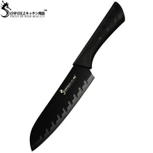 Load image into Gallery viewer, SOWOLL Stainless Steel Kitchen Knife 6 Piece Set Non Slip Handle 3.5&quot; 5&quot; 7&quot; 8&quot; 8&quot; 8&quot; Black Blade Stainless Steel Knife For Sale