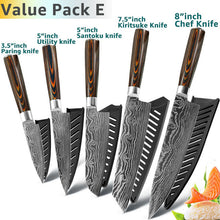 Load image into Gallery viewer, Kitchen knife Chef Knives 8 inch Japanese 7CR17 440C High Carbon Stainless Steel Sanding Laser Pattern Vegetable Santoku Knife