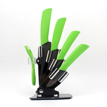Load image into Gallery viewer, High quality Kitchen knife  black blade kicthen ceramic knife set 3&quot; 4&quot; 5&quot; 6&quot; inch + peeler + Acrylic Holder/stand