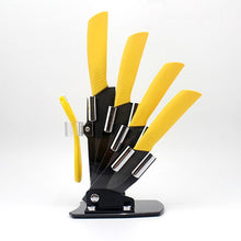 Load image into Gallery viewer, High quality Kitchen knife  black blade kicthen ceramic knife set 3&quot; 4&quot; 5&quot; 6&quot; inch + peeler + Acrylic Holder/stand