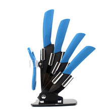 Load image into Gallery viewer, High quality Kitchen knife  black blade kicthen ceramic knife set 3&quot; 4&quot; 5&quot; 6&quot; inch + peeler + Acrylic Holder/stand