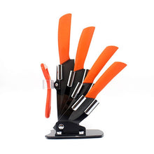 Load image into Gallery viewer, High quality Kitchen knife  black blade kicthen ceramic knife set 3&quot; 4&quot; 5&quot; 6&quot; inch + peeler + Acrylic Holder/stand