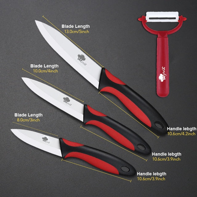 Ceramic Knife Kitchen Knives 3 4 5 6 inch with Peeler Chef Paring Fruit Vegetable Utility Slicer Knife White Blade Cooking Set
