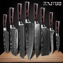 Load image into Gallery viewer, XITUO 8&quot;inch japanese kitchen knives Imitation Damascus pattern chef knife Sharp Santoku Cleaver Slicing Utility Knives tool EDC
