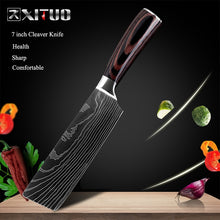 Load image into Gallery viewer, XITUO 8&quot;inch japanese kitchen knives Imitation Damascus pattern chef knife Sharp Santoku Cleaver Slicing Utility Knives tool EDC