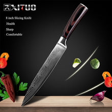 Load image into Gallery viewer, XITUO 8&quot;inch japanese kitchen knives Imitation Damascus pattern chef knife Sharp Santoku Cleaver Slicing Utility Knives tool EDC