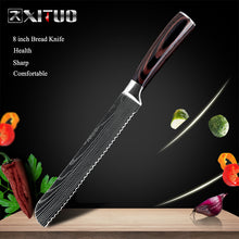 Load image into Gallery viewer, XITUO 8&quot;inch japanese kitchen knives Imitation Damascus pattern chef knife Sharp Santoku Cleaver Slicing Utility Knives tool EDC