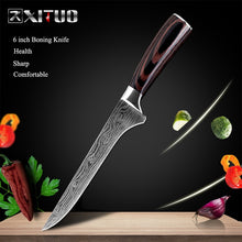 Load image into Gallery viewer, XITUO 8&quot;inch japanese kitchen knives Imitation Damascus pattern chef knife Sharp Santoku Cleaver Slicing Utility Knives tool EDC
