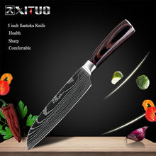 Load image into Gallery viewer, XITUO 8&quot;inch japanese kitchen knives Imitation Damascus pattern chef knife Sharp Santoku Cleaver Slicing Utility Knives tool EDC