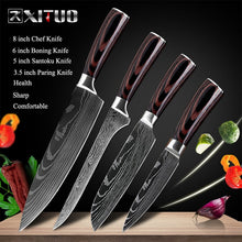 Load image into Gallery viewer, XITUO 8&quot;inch japanese kitchen knives Imitation Damascus pattern chef knife Sharp Santoku Cleaver Slicing Utility Knives tool EDC