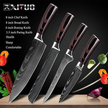 Load image into Gallery viewer, XITUO 8&quot;inch japanese kitchen knives Imitation Damascus pattern chef knife Sharp Santoku Cleaver Slicing Utility Knives tool EDC