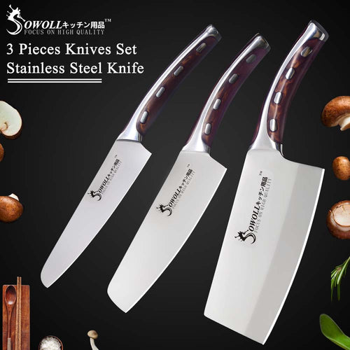 Sowoll Brand 4CR14 Stainless Steel Knife High Quality Kitchen Knives 5 inch Utility 6 inch Chef 7 inch Chopping Kitchen Knife