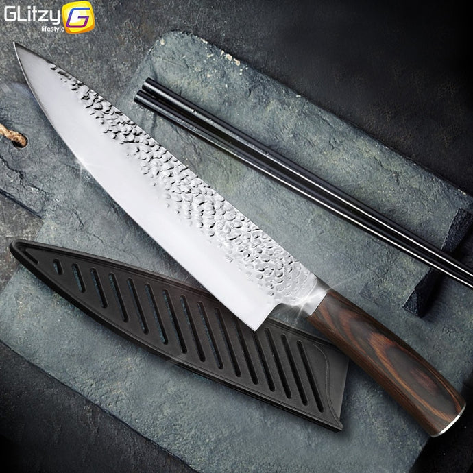 Kitchen Knife 8 inch Professional Japanese Chef Knives 7CR17 440C High Carbon Stainless Steel Meat Cleaver Slicer Santoku Knife